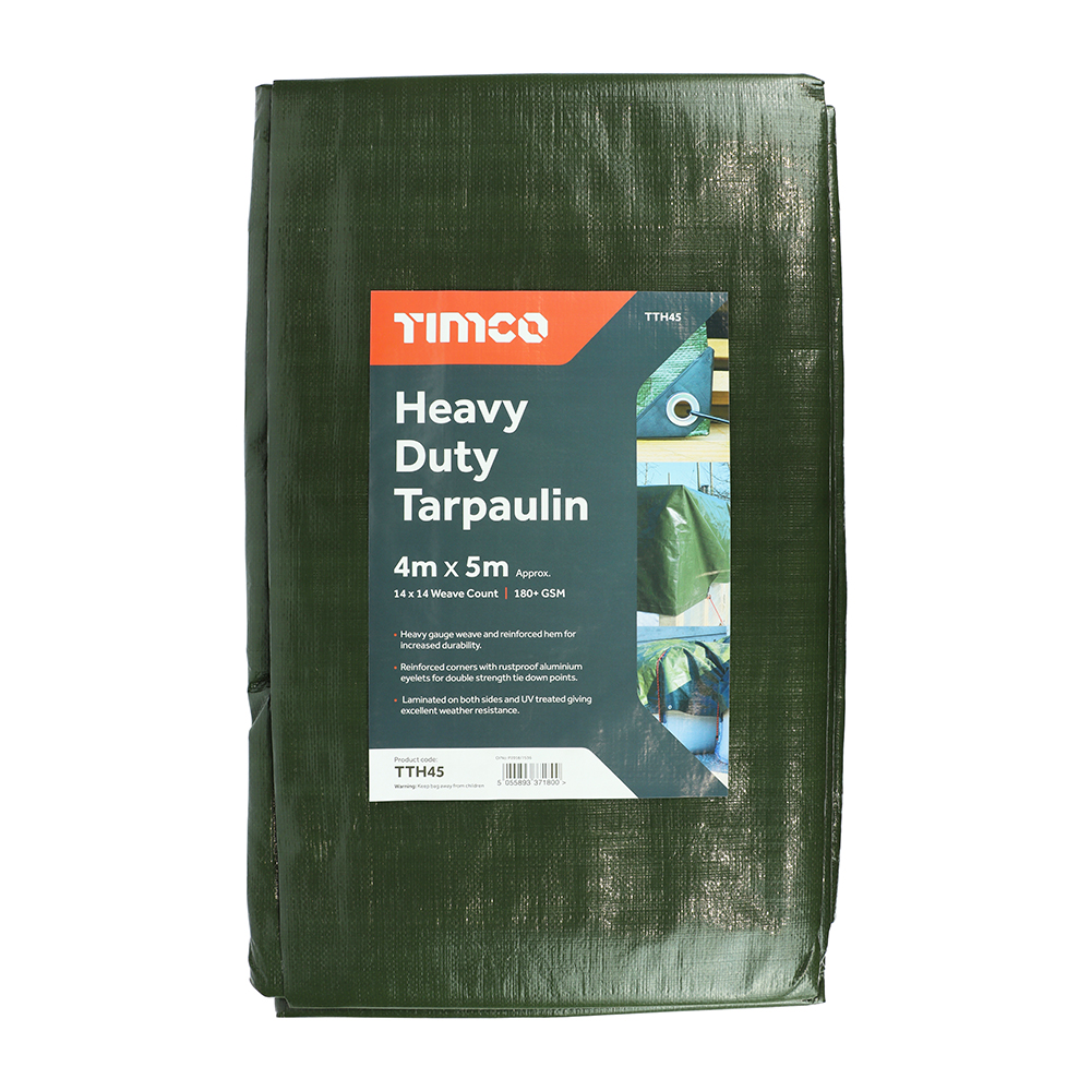 TIMCO Heavy Duty Tarpaulin Green - 4 x 5m